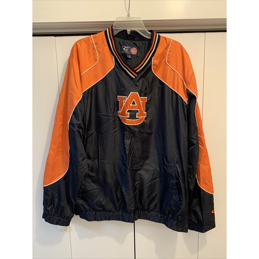 VTG Auburn Tigers ORANGE/BLUE Windbreaker Jacket G-III Sports Carl Banks L ~ SEC